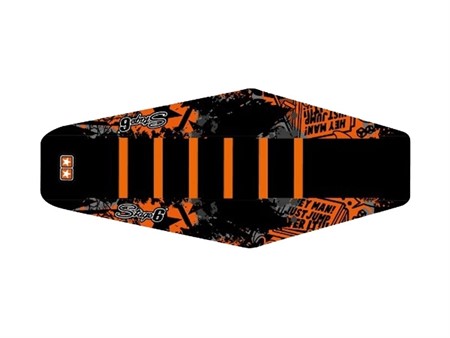 Housse de selle STAGE6 full covering, noir/orange, moto 50cc Beta RR