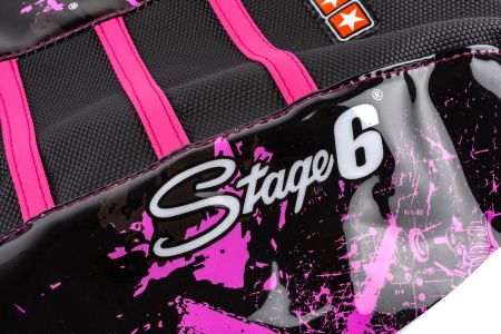 Housse de selle STAGE6 Full Covering rose-noir, moto 50cc Beta RR