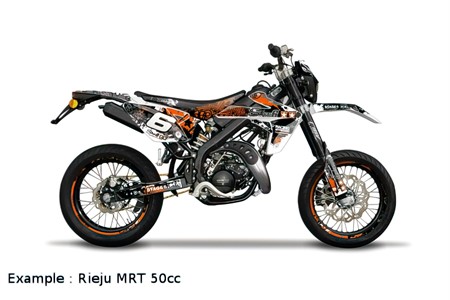 Housse de selle STAGE6 Full Covering orange-blanc, moto 50cc Beta RR