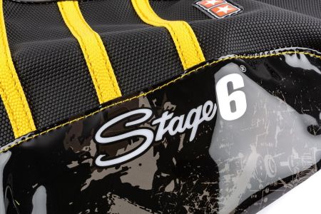 Housse de selle STAGE6 Full Covering jaune-noir, moto 50cc Beta RR