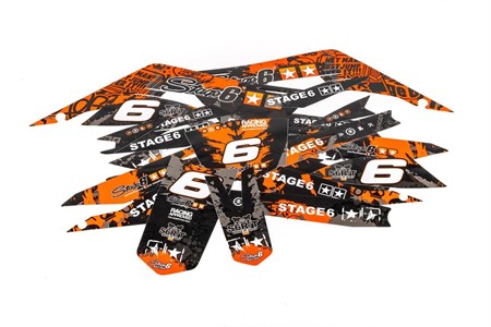 Kit déco stickers Stage6 moto Derbi 50 DRD X-Trem Euro 4 orange - noir