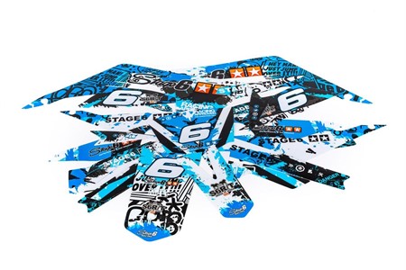 Kit déco graphique STAGE6 bleu-noir, moto 50cc Derbi X-Treme / X-Race dès 2017 Euro4