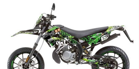 Kit déco graphique STAGE6 vert-noir, moto 50cc Derbi X-Treme/ X-Race