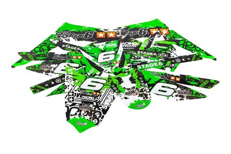 Kit déco graphique STAGE6 vert-noir, moto 50cc Derbi X-Treme/ X-Race