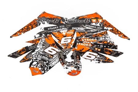 Dekorkit Verkleidung Stage6 Derbi 50 X-Treme / X-Race orange - weiss