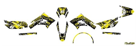 Kit déco graphique STAGE6 jaune-noir, moto 50cc Derbi X-Treme / X-Race dès 2017 Euro4