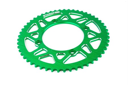 Couronne Stage6 alu 53 dents type 420 CNC vert, moto 50cc Beta RR