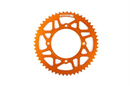 Couronne Stage6 alu 53 dents type 420 CNC orange, moto 50cc Beta RR