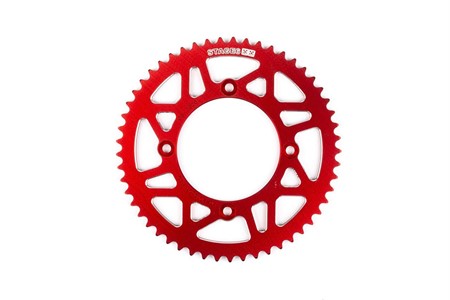 Couronne Stage6 alu 53 dents type 420 CNC rouge, moto 50cc Beta RR Couronne Stage6 alu 53 dents type 420 CNC rouge, moto 50cc Beta RR