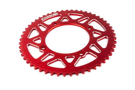 Couronne Stage6 alu 53 dents type 420 CNC rouge, moto 50cc Beta RR