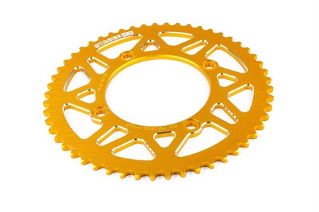 Couronne Stage6 alu 53 dents type 420 CNC jaune, moto 50cc Beta RR