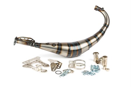 Pot déchappement Stage6 Streetracepassage bas, silencieux CNC orange-noir, moto 50cc Derbi et Minarelli AM6