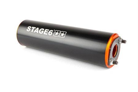 Auspuffanlage Stage6 Streetrace chrome CNC orange / schwarz Derbi / Minarelli AM6