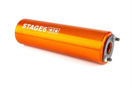 Pot déchappement Stage6 Streetrace chromé CNC orange Derbi / Minarelli AM6