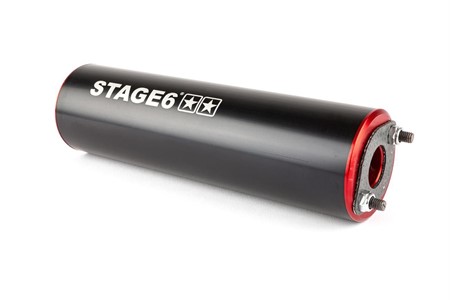 Auspuffanlage Stage6 Streetrace chrome CNC rot / schwarz Derbi / Minarelli AM6