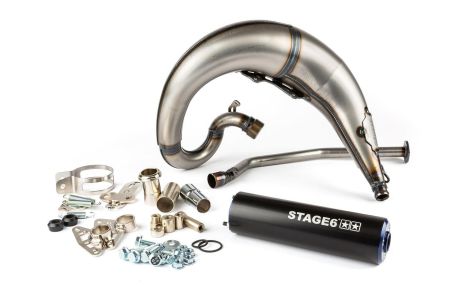 Auspuffanlage Stage6 Streetrace high mount CNC blau / schwarz Derbi Senda