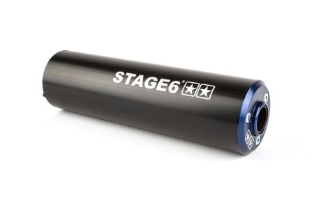 Endschalldämpfer Stage6 50 - 80cc Montage links schwarz / blau Endschalldämpfer Stage6 50 - 80cc Montage links schwarz / blau