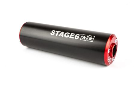 Silencieux Stage6 50 - 80cc passage gauche noir / rouge Silencieux Stage6 50 - 80cc passage gauche noir / rouge