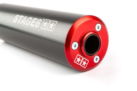 Silencieux Stage6 50 - 80cc passage gauche noir / rouge