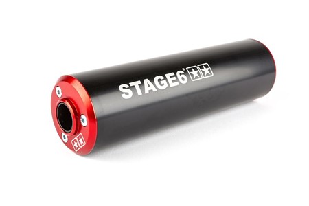 Silencieux Stage6 50 - 80cc passage droit noir / rouge Silencieux Stage6 50 - 80cc passage droit noir / rouge