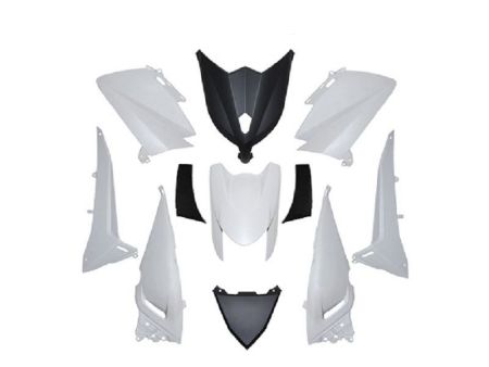 Kit carrosserie complet 11pcs, blanc brillant, Yamaha T-Max 530cc à partir de 2012 Kit carrosserie complet 11pcs, blanc brillant, Yamaha T-Max 530cc à partir de 2012