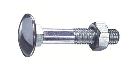 Vis à tête ronde M6x30mm, arrêt 4 pans, avec écrou inclus