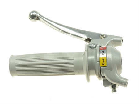 Schaltarmatur (Schaltdrehgriff), Magura replica, 3-Gang manuell (silber) Schaltarmatur (Schaltdrehgriff), Magura replica, 3-Gang manuell (silber)