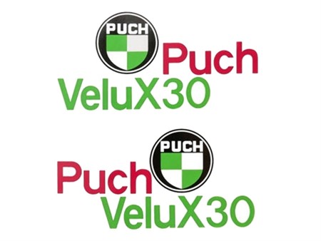 Kit déco/autocollants pour réservoir Puch Velux X30, gauche + droit