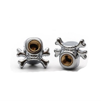 Paire bouchons valve tête de morts (2 pcs) chromés