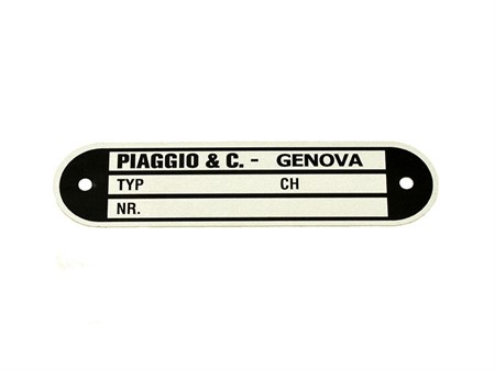 Plaquette d'identification/immatriculation, vélomoteur Piaggio Ciao / Si Plaquette d'identification/immatriculation, vélomoteur Piaggio Ciao / Si