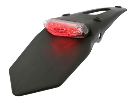 Bavette arrière NOIR type Off-Road, feu à LEDs vitre blanche homologué CE