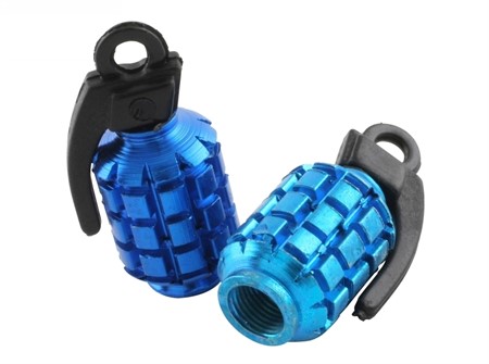 Bouchons de valve STR8, type grenade, BLEU Bouchons de valve STR8, type grenade, BLEU