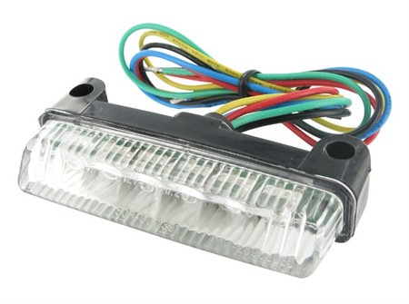 Feu arrière STR8 MINI LED vitre blanche, clignotant intégrés, universel, homologué CE