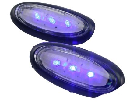Positionslichter STR8 LED, Gehäuse schwarz, LED blau Positionslichter STR8 LED, Gehäuse schwarz, LED blau