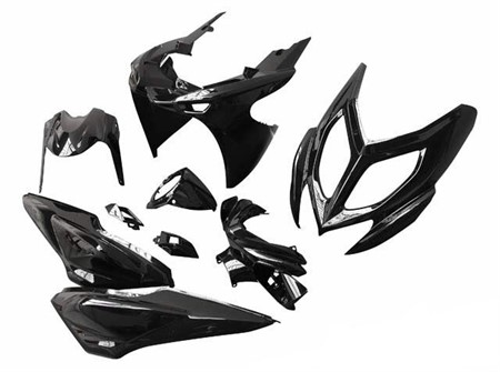 Carrosserie complète STR8 (9pcs), Yamaha Aerox / MBK Nitro NEW à partir de 2013, NOIR METAL Carrosserie complète STR8 (9pcs), Yamaha Aerox / MBK Nitro NEW à partir de 2013, NOIR METAL