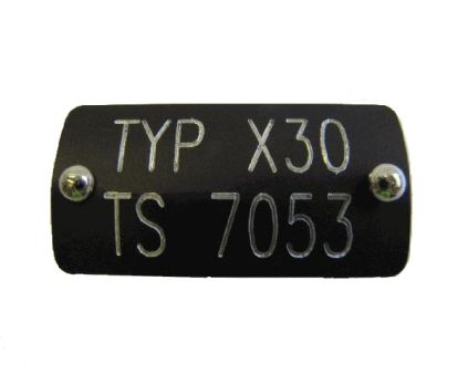 Plaque d'indentification mineralogique X30 TS7053, vis à frapper incluses