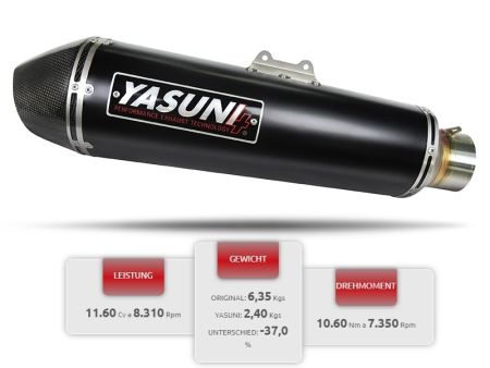 Pot d'échappement Yasuni EVO4, Black Edition, Aprilia/Derbi/Gilera/Piaggio 125cc 4T Pot d'échappement Yasuni EVO4, Black Edition, Aprilia/Derbi/Gilera/Piaggio 125cc 4T