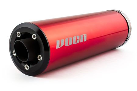 Pot d'échappement Voca chromé 50/70cc, silencieux rouge, Minarelli AM6