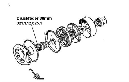 Druckfeder Starterkupplung 30mm Puch ZA50