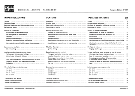 Reparaturanleitung Sachs Motor mit liegendem Zylinder, A504/1 A (CH, DK, NL)