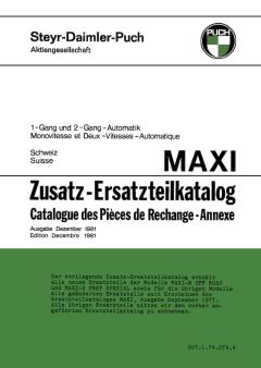 Zusatz-Ersatzteilkatalog Puch Maxi N off Road, Maxi S (Frey Spezial) 1- und 2-Gang