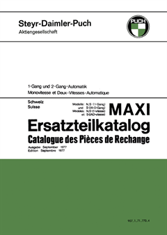 Catalogue de pièces détachées Puch Maxi N, S, S-2A, 1 et 2 vitesses automatique