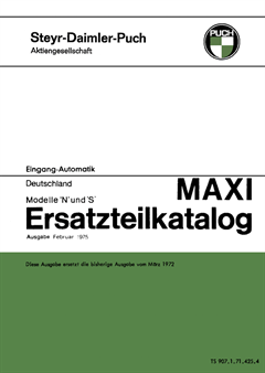 Catalogue pièces détachées, vélomoteurs Puch Maxi S, N (Allemand)