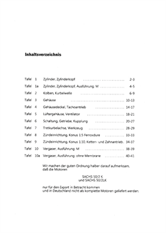 Liste des pièces de rechange (en allemand), vélomoteurs SACHS 50/2 et 50/2M