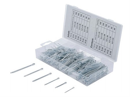 Splinte-Sortiment Ø 1,6 - 4,0 mm 555-teilig Splinte-Sortiment Ø 1,6 - 4,0 mm 555-teilig