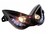 Scheinwerfer Doppeloptik EVO 2, inkl. Blinkfunktion, MBK Nitro / Yamaha Aerox, schwarz Scheinwerfer Doppeloptik EVO 2, inkl. Blinkfunktion, MBK Nitro / Yamaha Aerox, schwarz