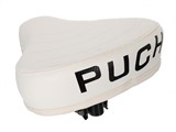 Sattel (niedrig) weiss mit PUCH Aufdruck, universal Sattel (niedrig) weiss mit PUCH Aufdruck, universal