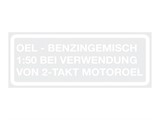 Abziehbild weiss Oel Benzingemisch «Mischverhältnis» Abziehbild weiss Oel Benzingemisch «Mischverhältnis»