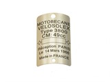 Typenschild Motobecane, Solex 3800 Typenschild Motobecane, Solex 3800