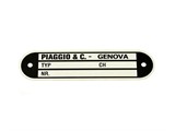 Plaquette d'identification/immatriculation, vélomoteur Piaggio Ciao / Si